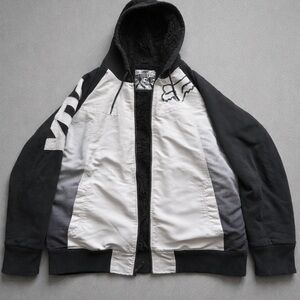 Fox Racing Sasquatch Hoodie Mens XL Faux Fur Lined Y2K Vintage Sherpa Gray Zip